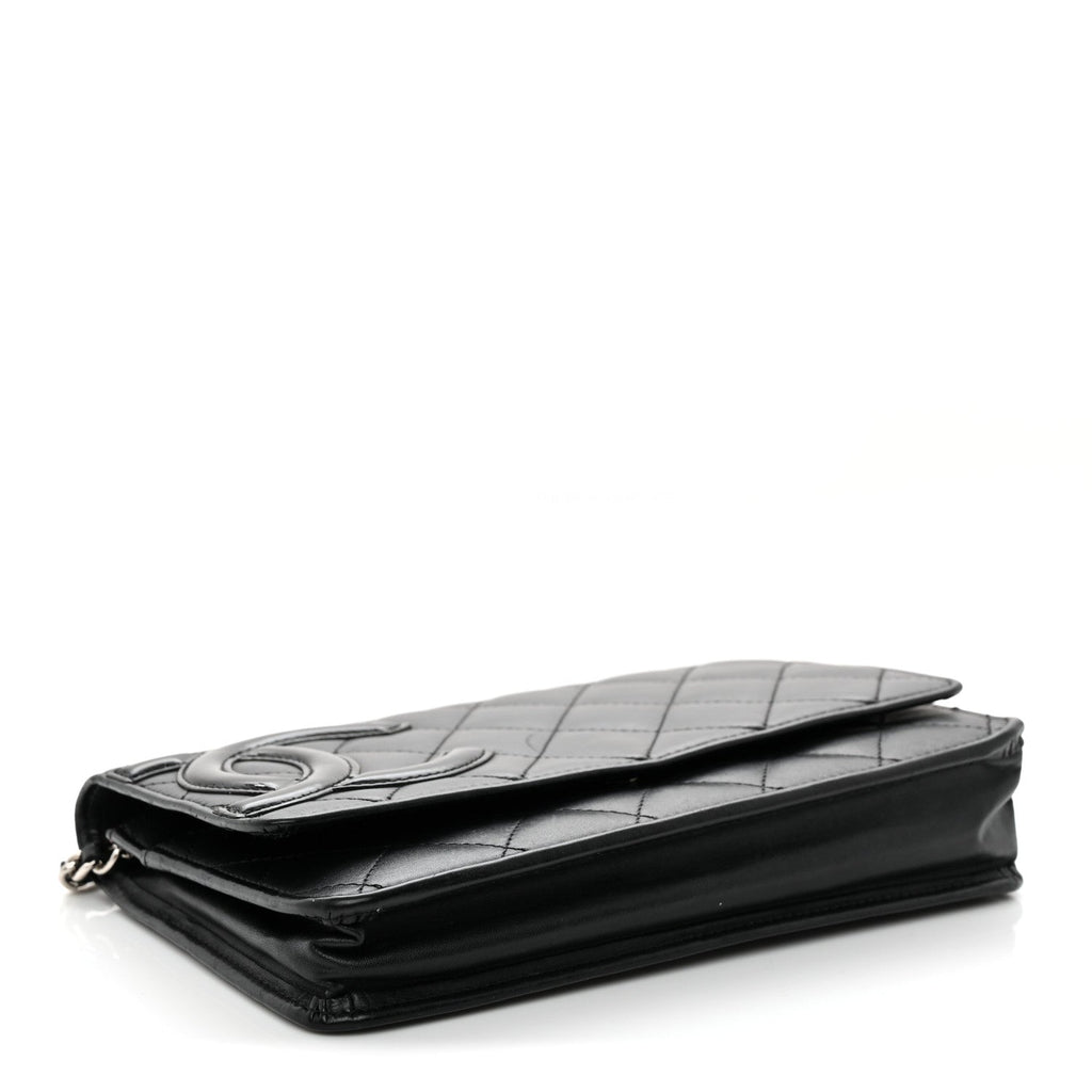 Calfskin Quilted Cambon Wallet on Chain WOC Black