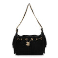 Tweed Quilted Mini Chanel 25 Handbag Black
