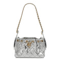 Metallic Aged Calfskin Quilted Mini Chanel 25 Handbag Silver