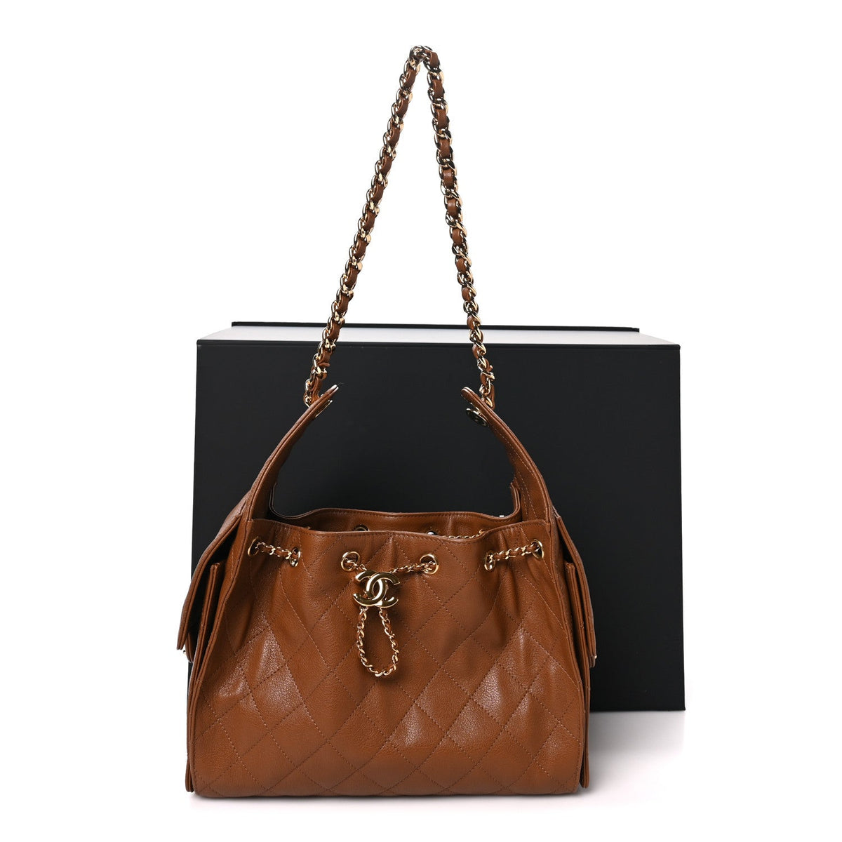 Goatskin Quilted Small Chanel 25 Handbag Camel