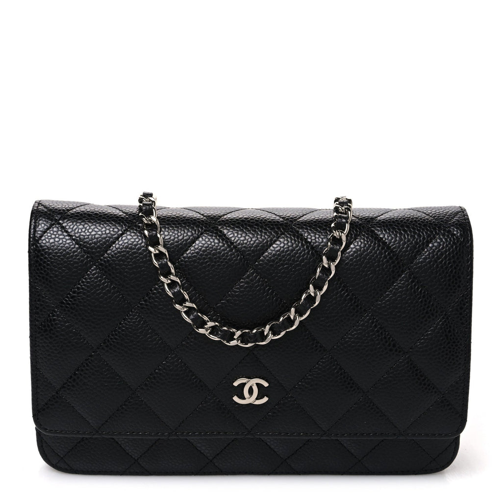 Caviar Quilted Wallet on Chain WOC Black
