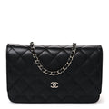 Caviar Quilted Wallet on Chain WOC Black