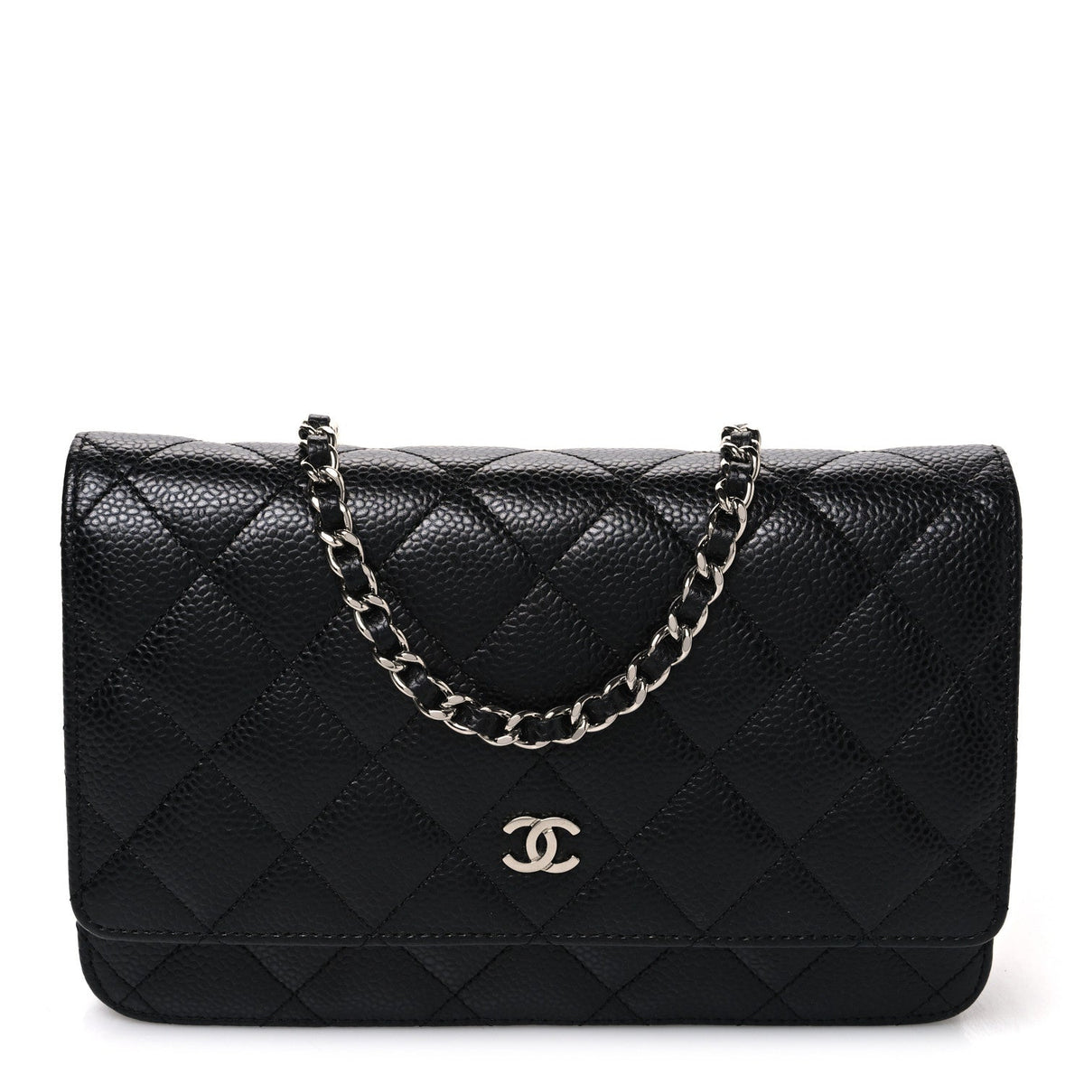 Caviar Quilted Wallet on Chain WOC Black
