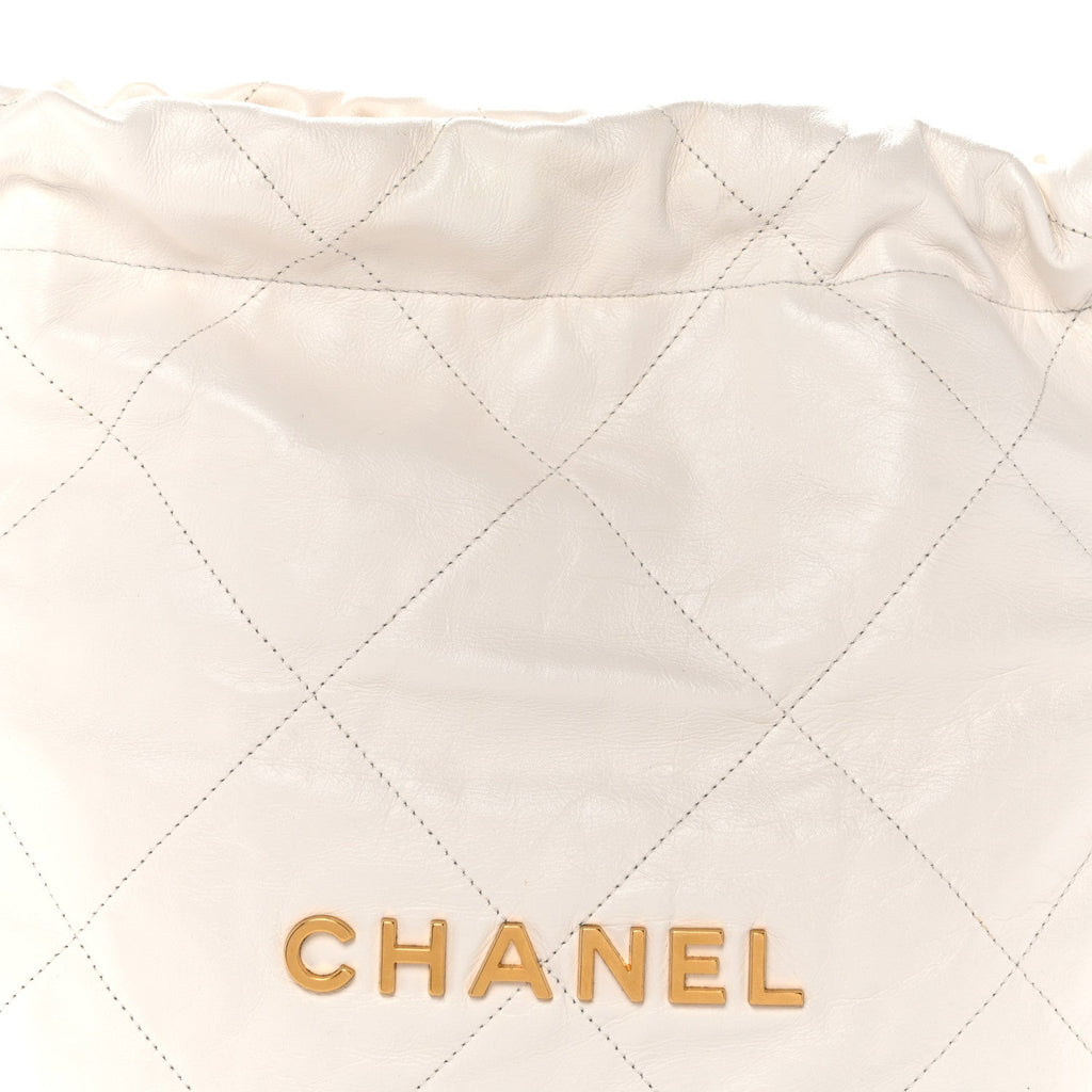 Shiny Calfskin Quilted Small Chanel 22 White