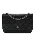 Caviar Quilted Wallet on Chain WOC Black