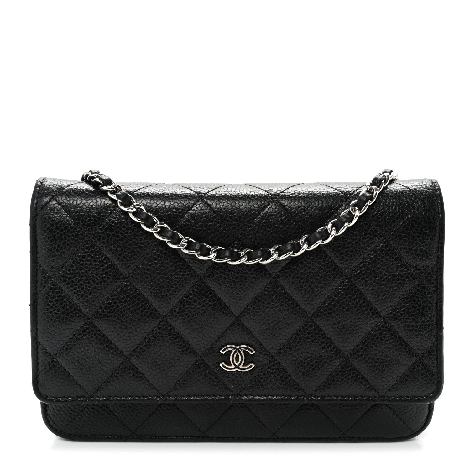 Caviar Quilted Wallet on Chain WOC Black