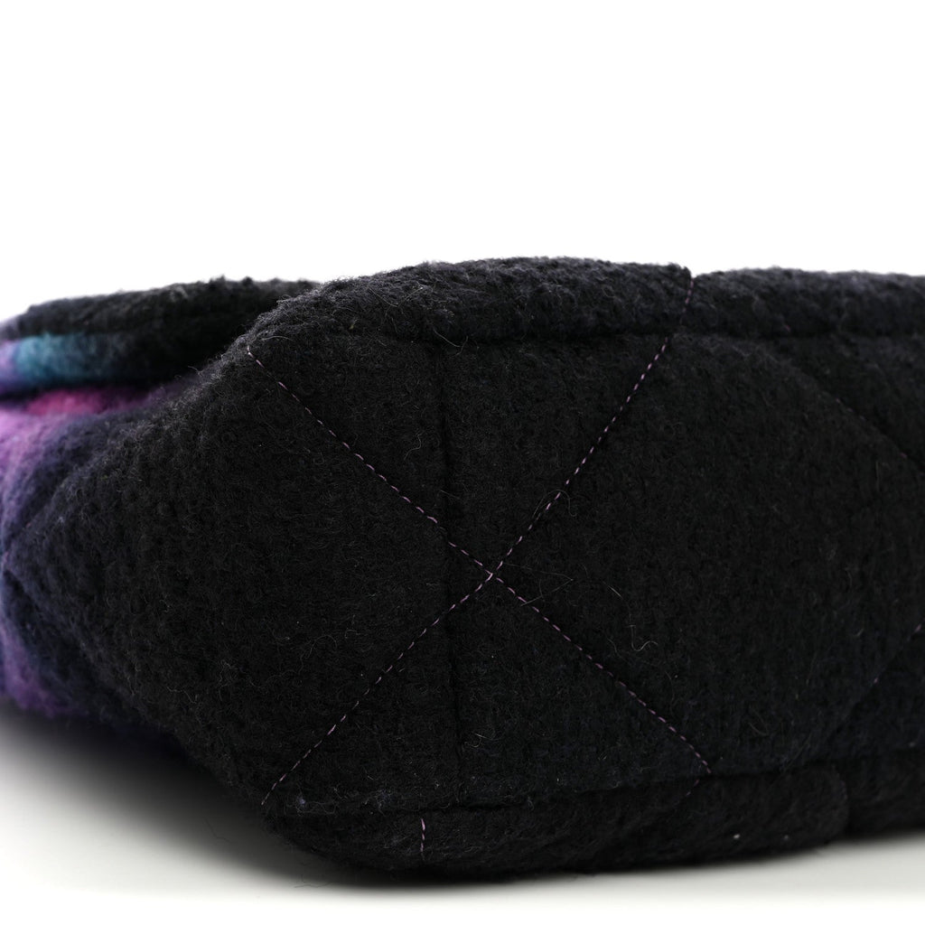 Wool Tweed Quilted Large Chanel 19 Flap Purple Black Blue