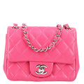 Lambskin Quilted Mini Square Flap Dark Pink