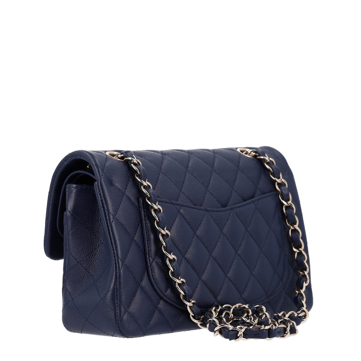 Caviar Quilted Small Double Flap Navy