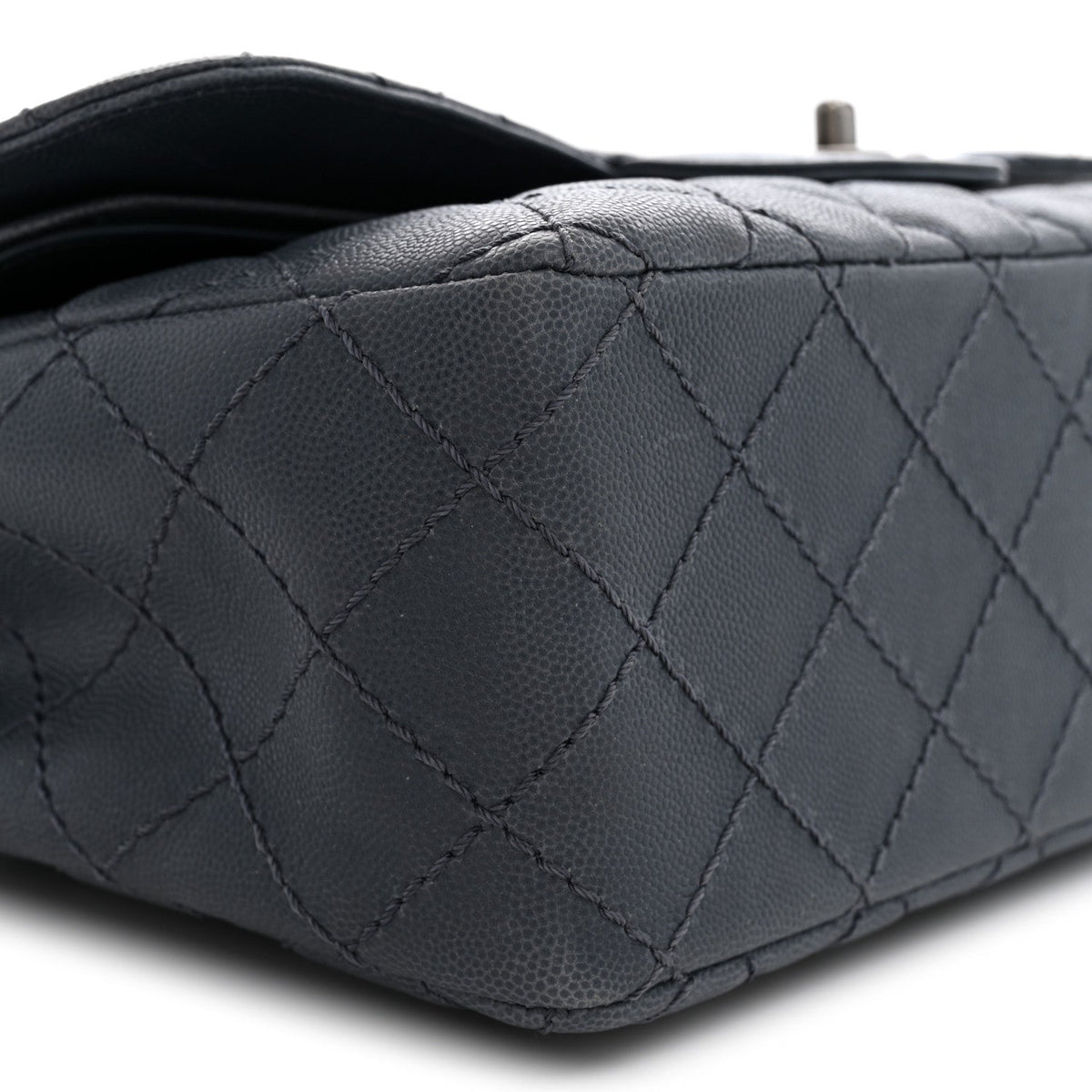 Washed Caviar Quilted Jumbo Double Flap Dark Grey
