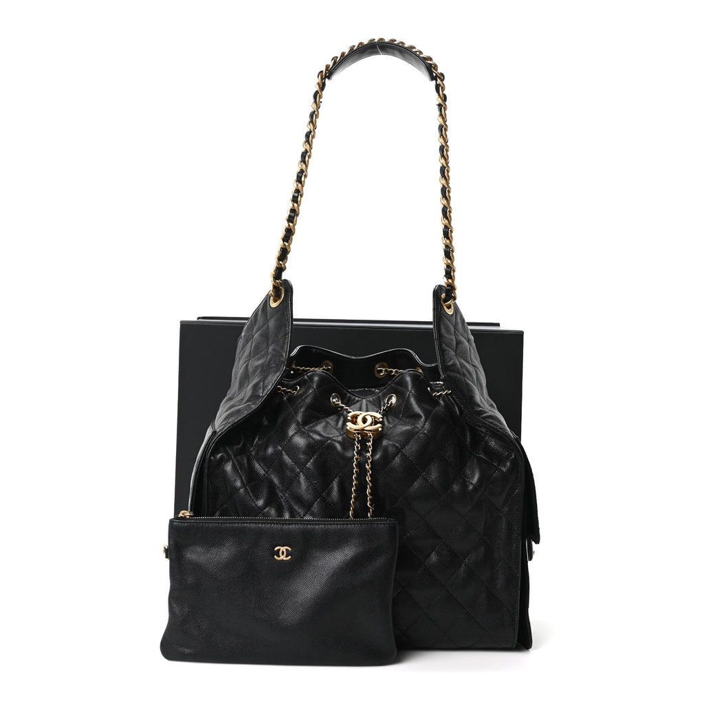 Caviar Quilted Medium Chanel 25 Handbag Black