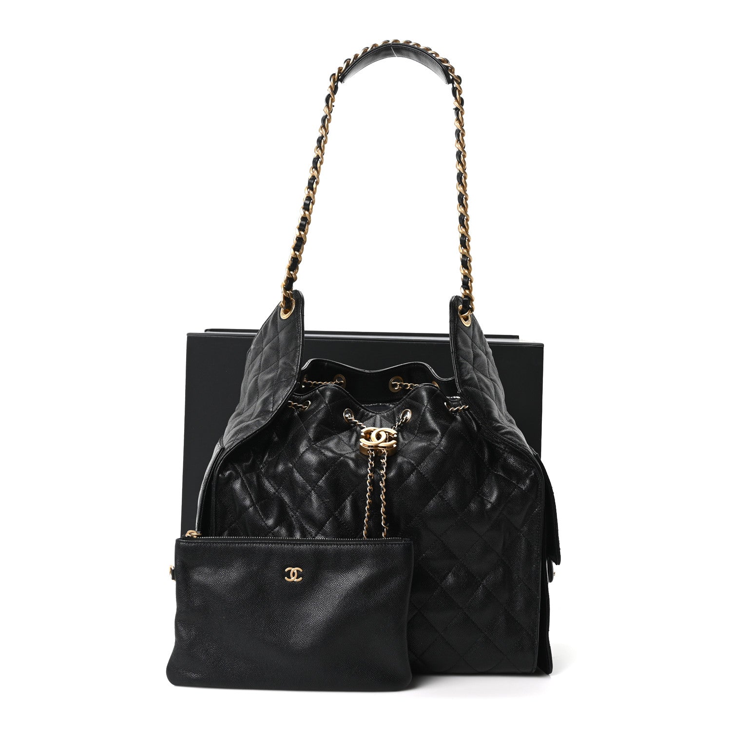 Caviar Quilted Medium Chanel 25 Handbag Black