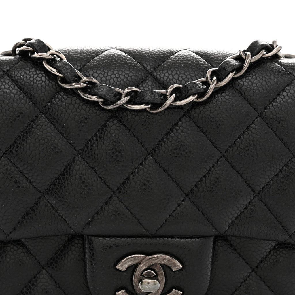 Caviar Quilted Mini Square Flap Black