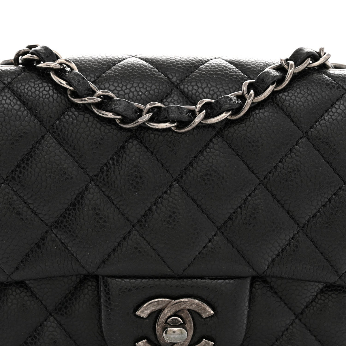 Caviar Quilted Mini Square Flap Black