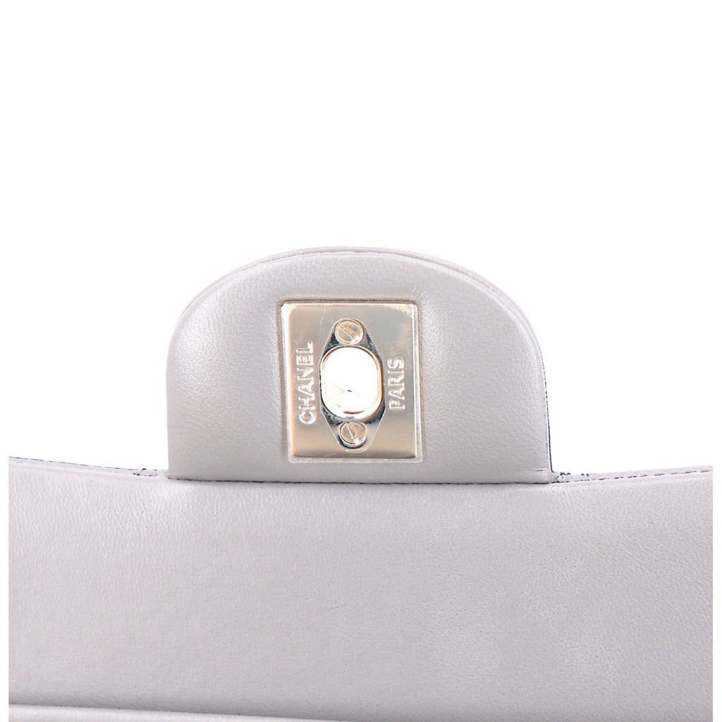 Lambskin Quilted Small Double Flap Grey