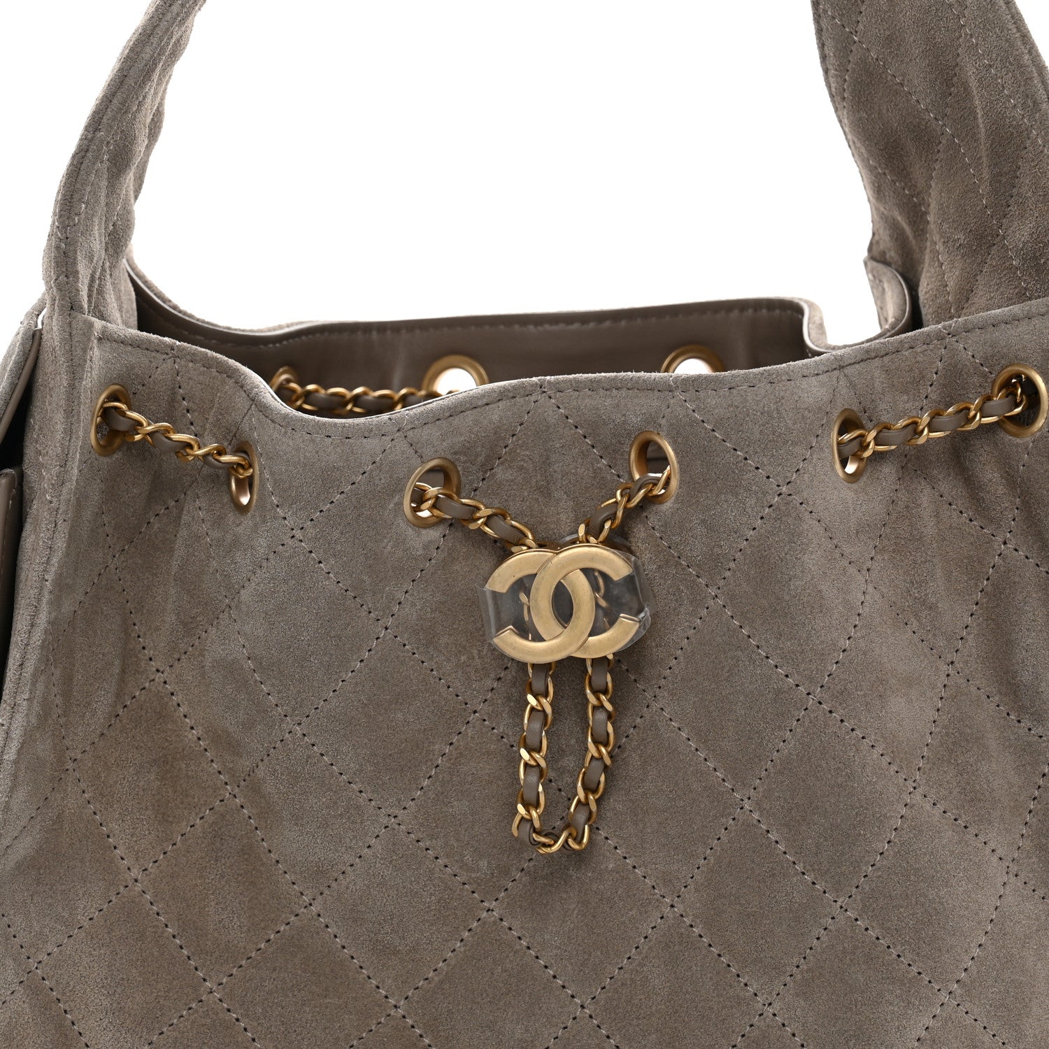 Suede Quilted Small Chanel 25 Handbag Dark Grey