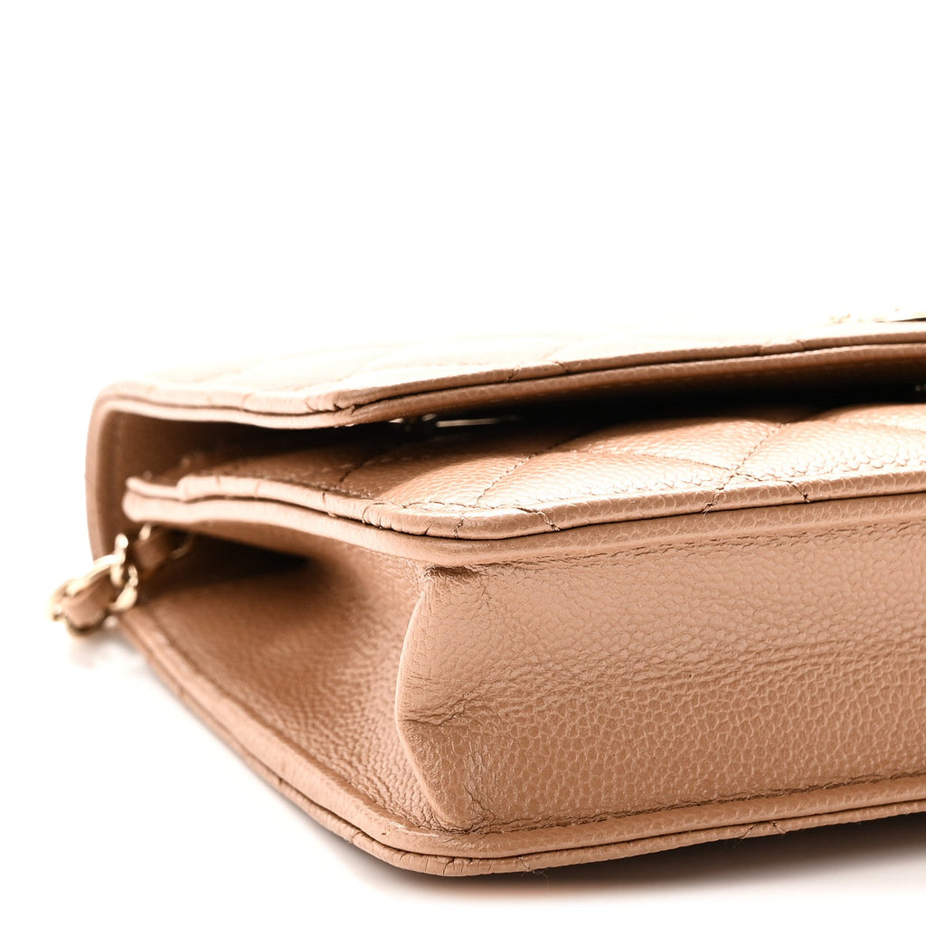 Caviar Quilted Multi Chain Wallet On Chain WOC Beige