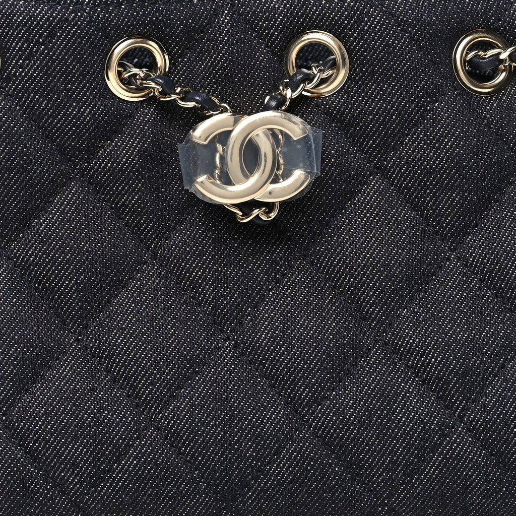 Denim Quilted Mini Chanel 25 Handbag Dark Blue