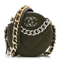 Lambskin Quilted Chanel 19 Round Clutch With Chain Green