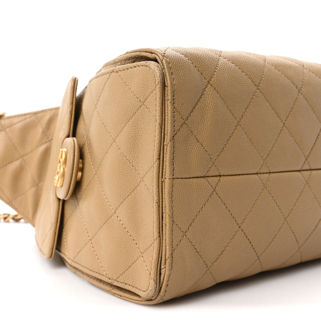 Caviar Quilted Small Chanel 25 Handbag Beige