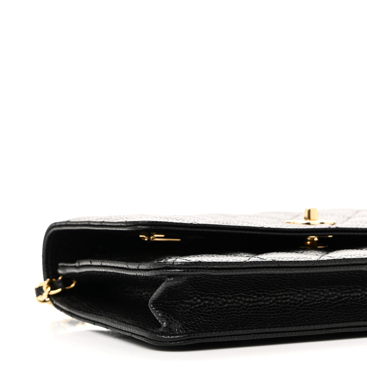 Caviar Quilted CC Turnlock Wallet On Chain WOC Black