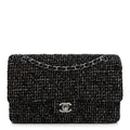 Tweed Quilted Medium Double Flap Black