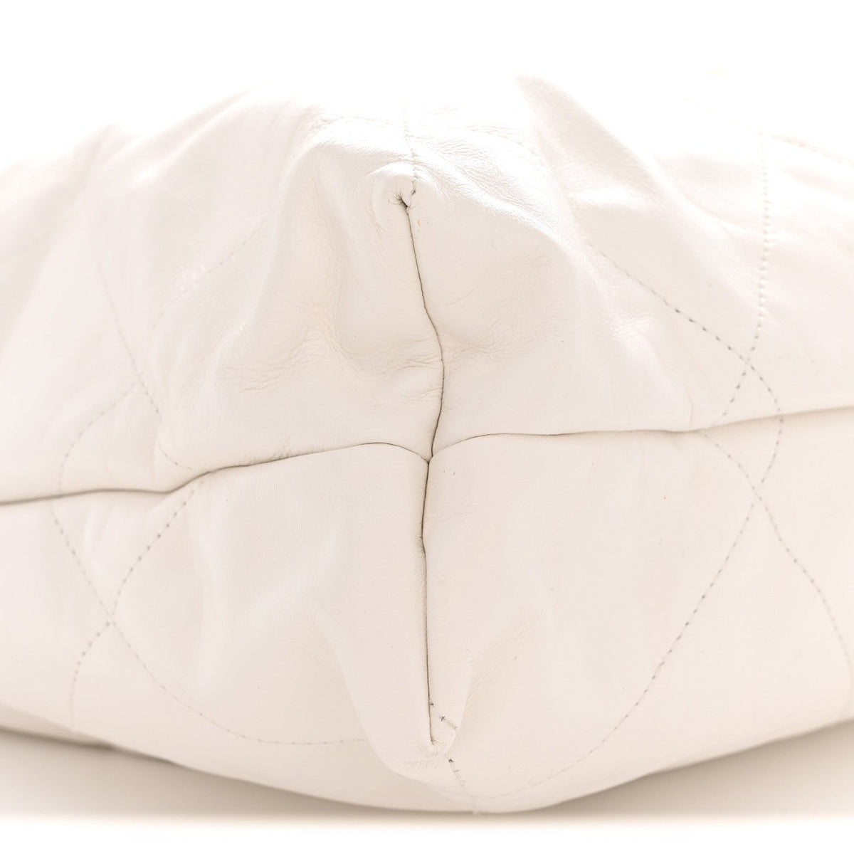 Shiny Calfskin Quilted Large Chanel 22 White