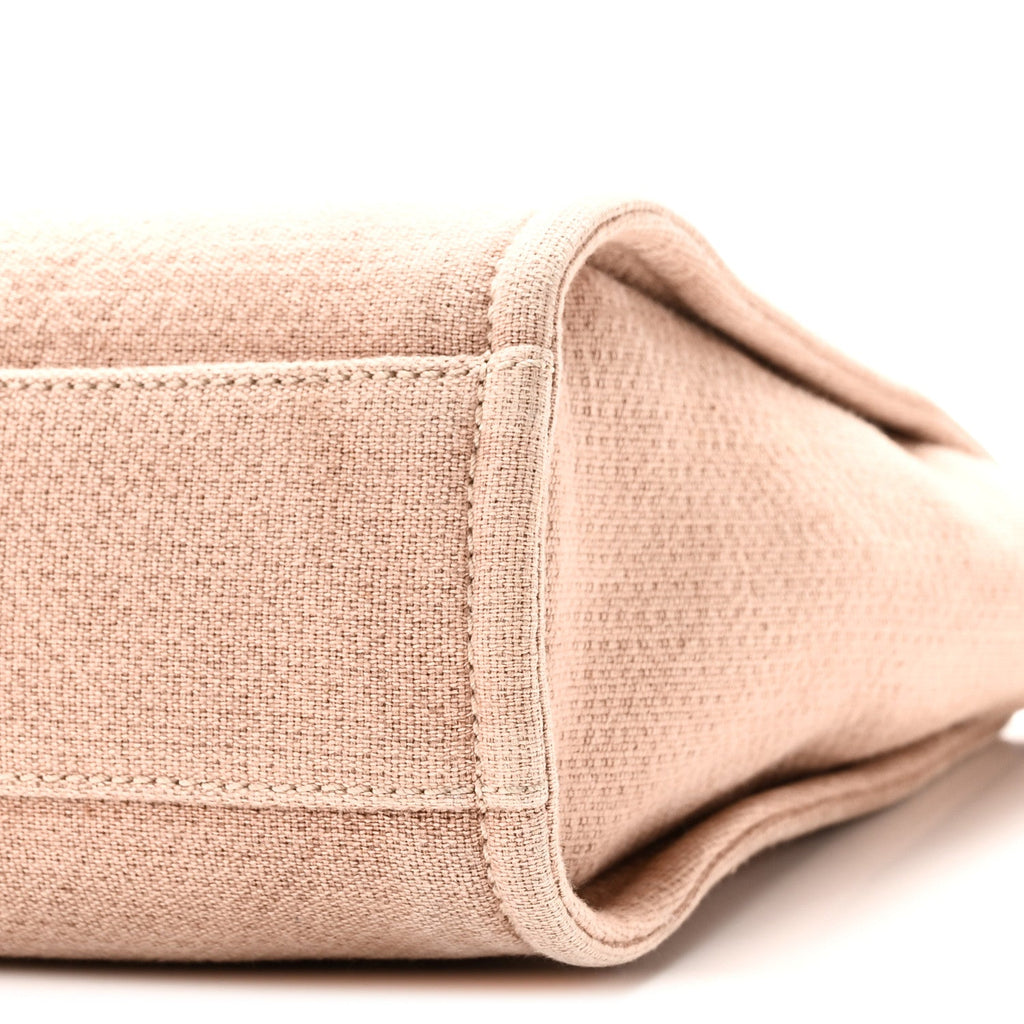 Mixed Fibers Calfskin Mini Deauville Tote Beige