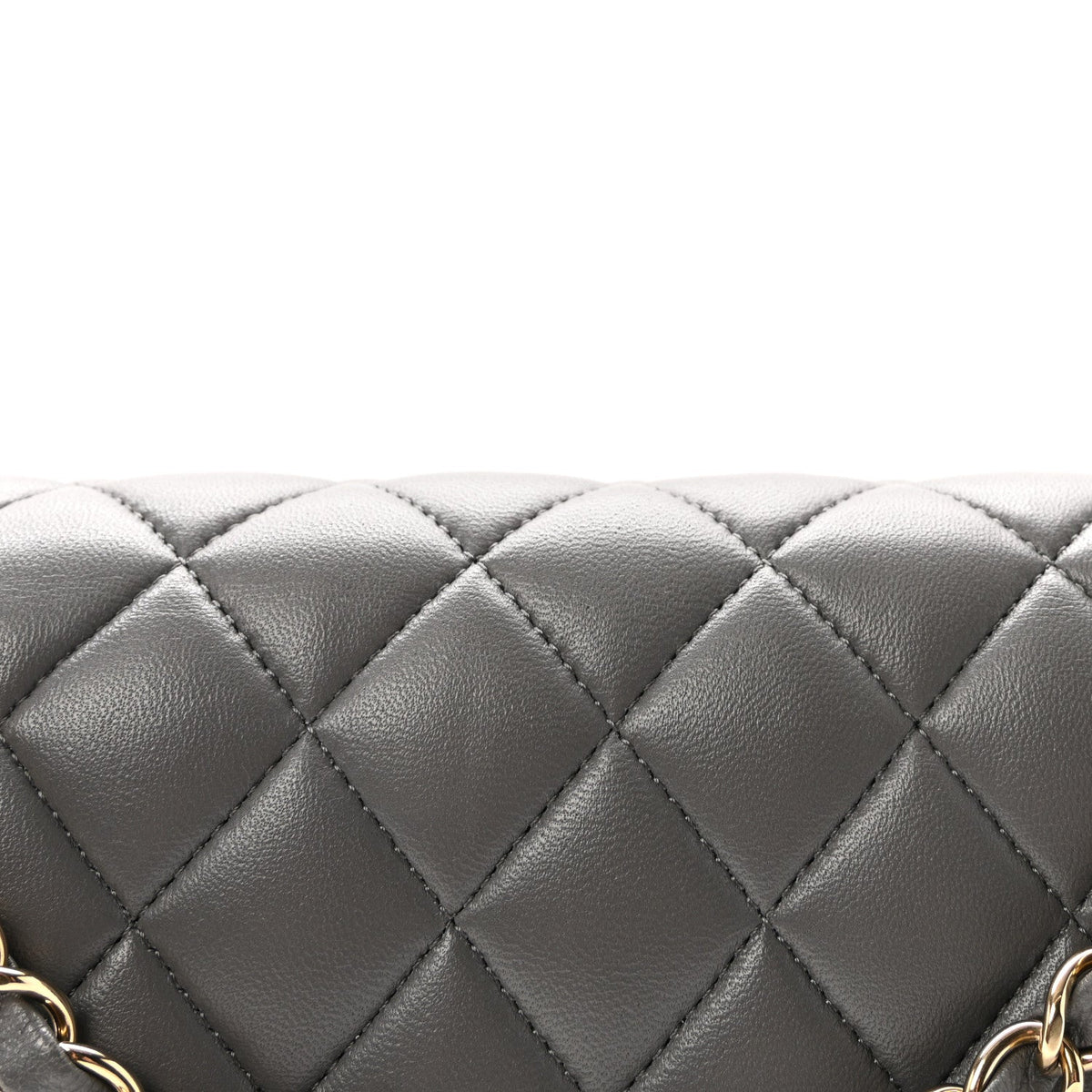 Lambskin Quilted Medium Double Flap Grey