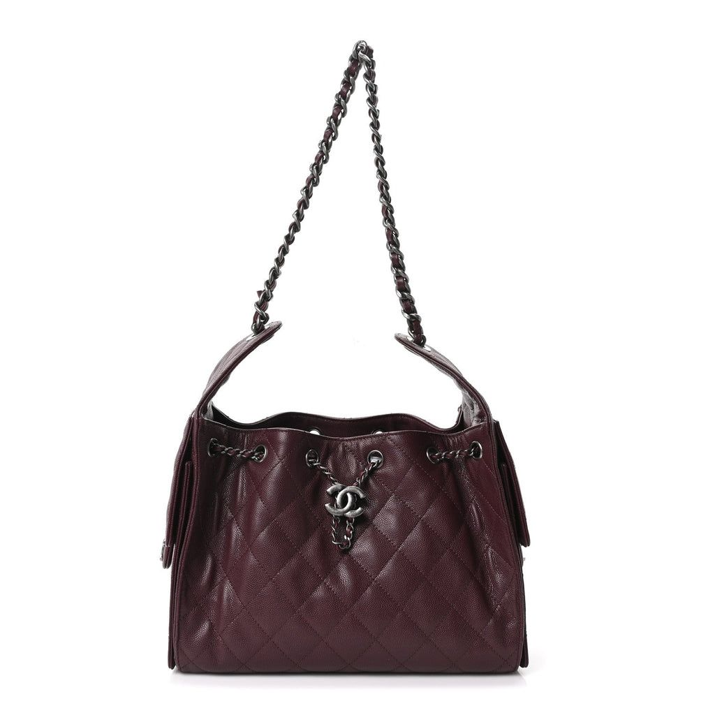 Caviar Quilted Small Chanel 25 Handbag Dark Burgundy