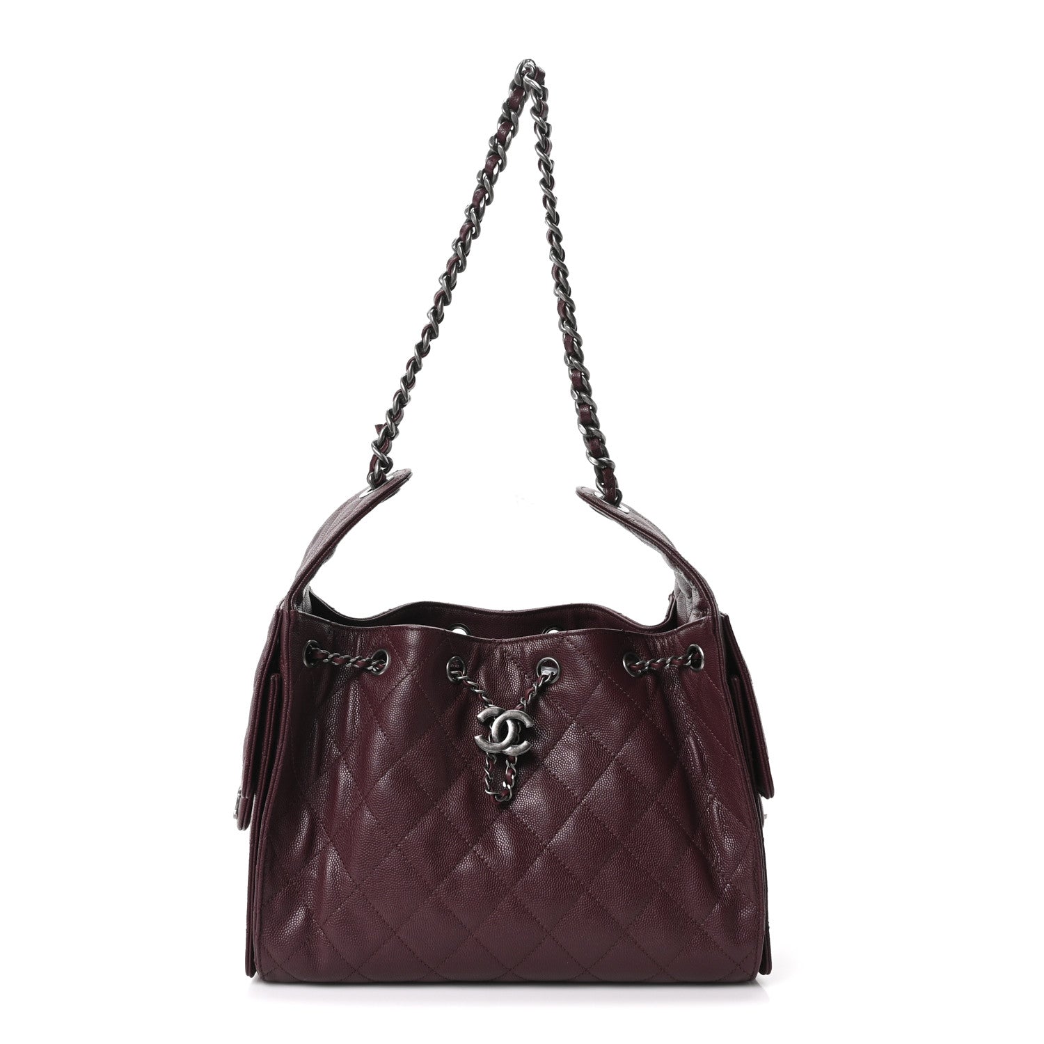 Caviar Quilted Small Chanel 25 Handbag Dark Burgundy