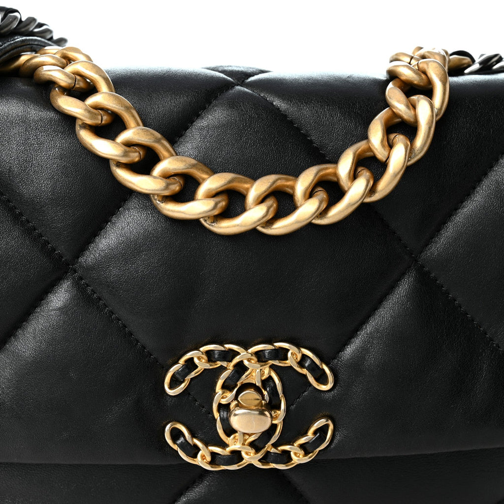 Lambskin Quilted Medium Chanel 19 Flap Black