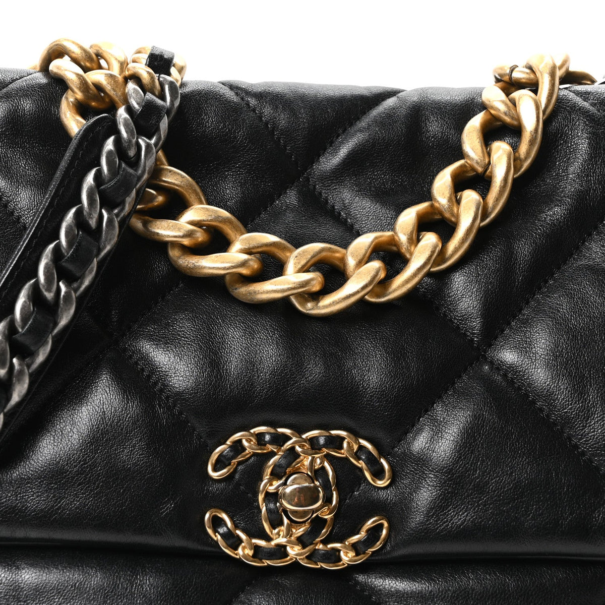 Lambskin Quilted Large Chanel 19 Flap Black