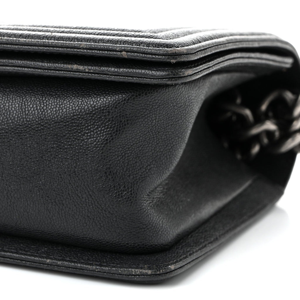 Caviar Quilted Medium Boy Flap Dark Grey