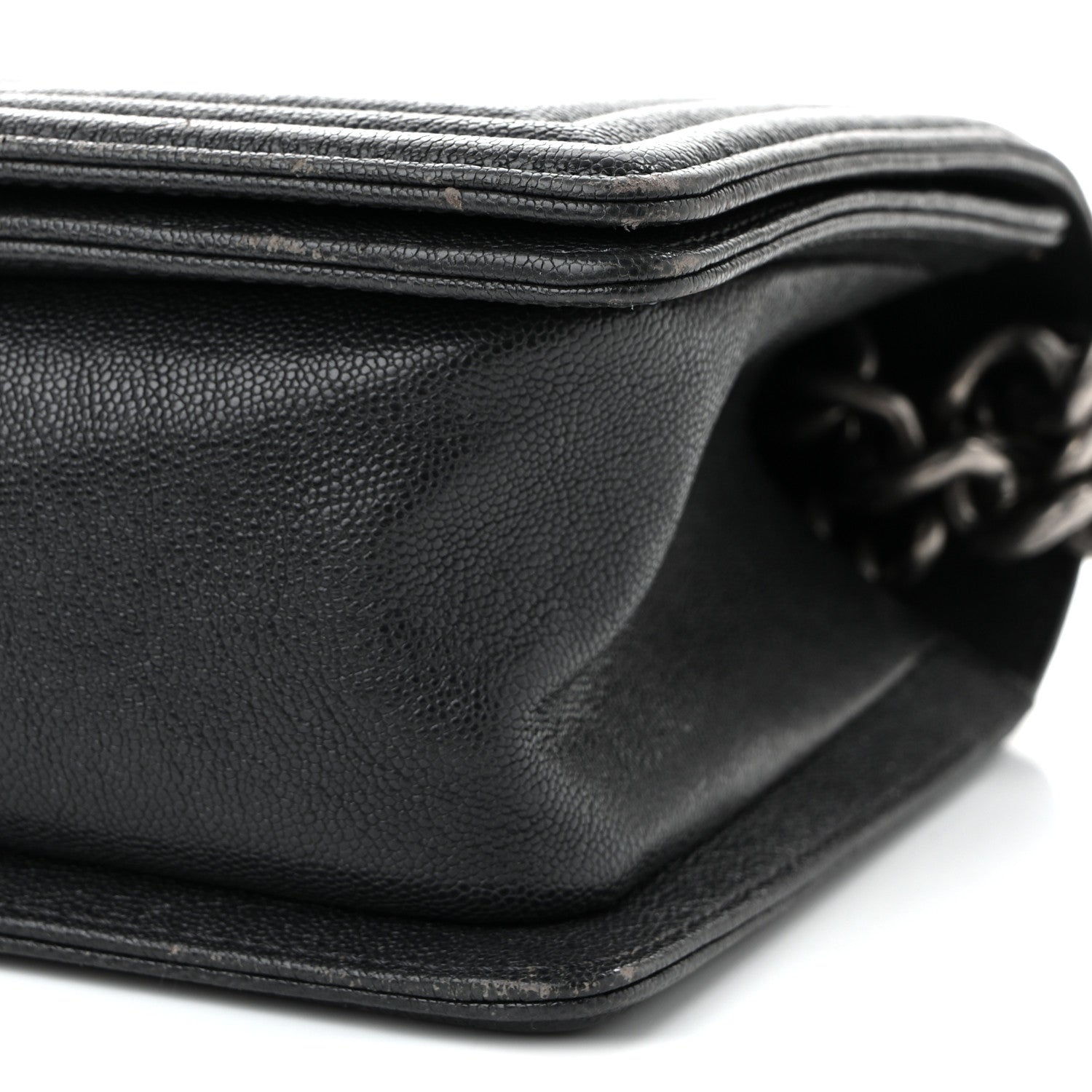 Caviar Quilted Medium Boy Flap Dark Grey