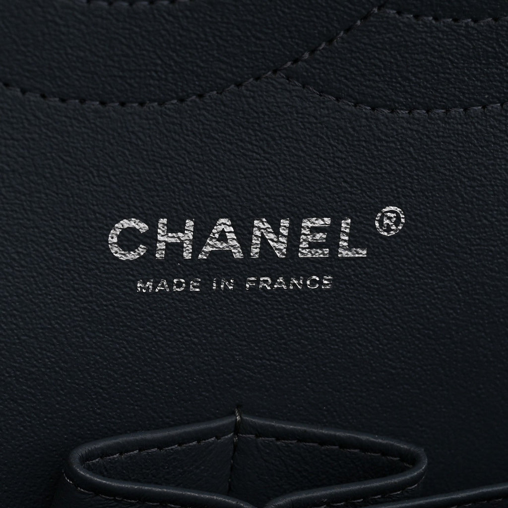 Washed Caviar Quilted Jumbo Double Flap Dark Grey