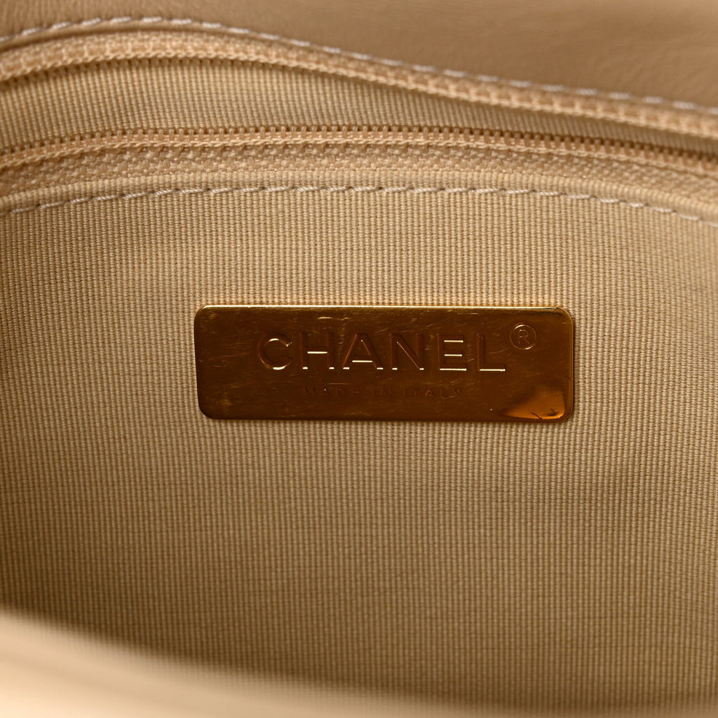 Lambskin Quilted Medium Chanel 19 Flap Beige