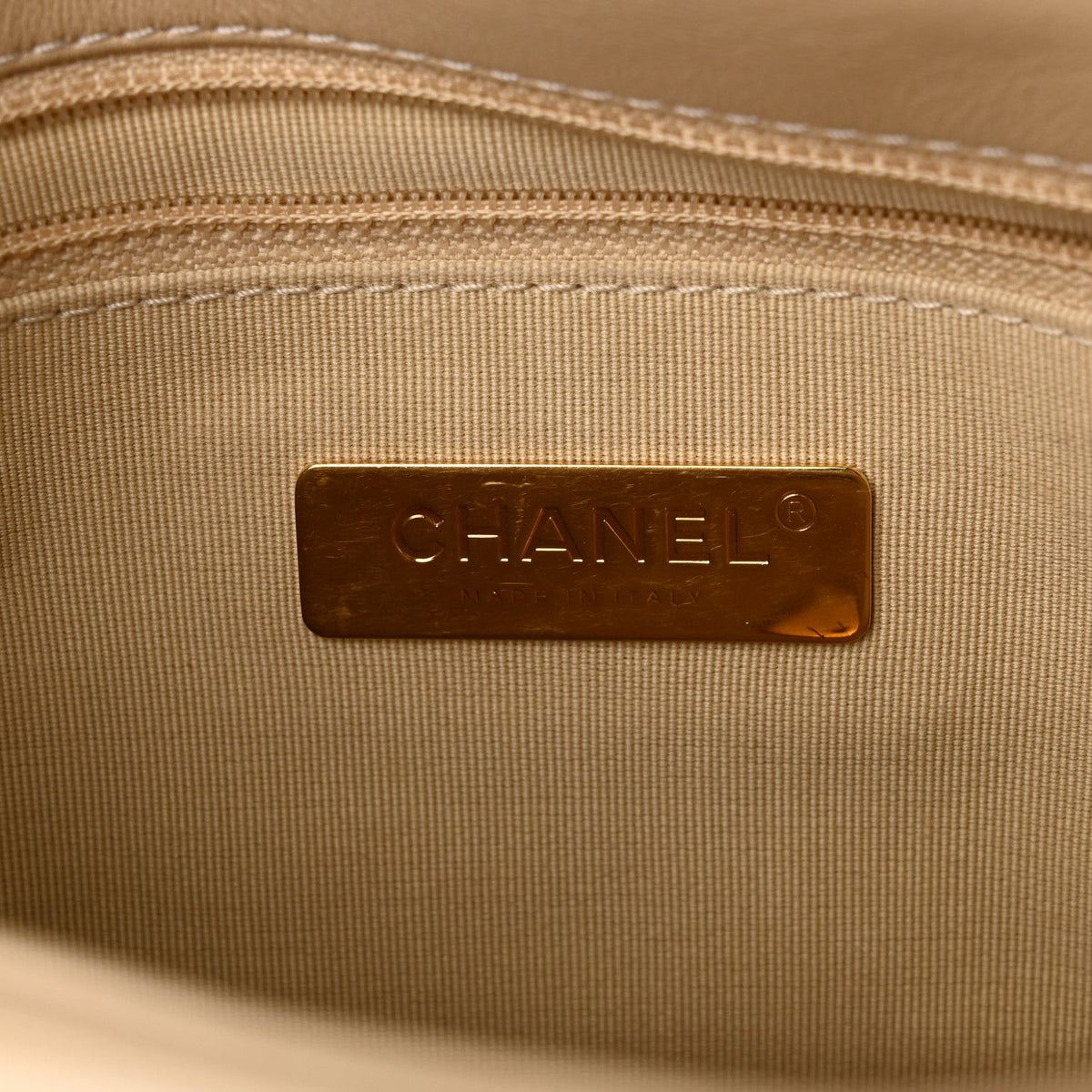 Lambskin Quilted Medium Chanel 19 Flap Beige