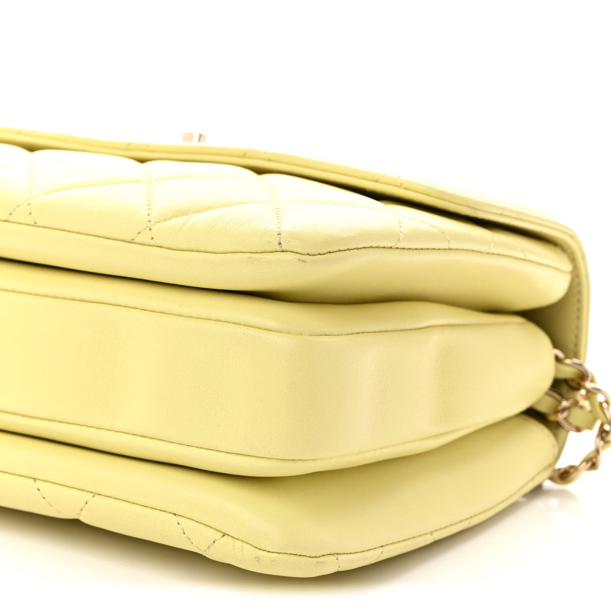 Lambskin Quilted Small Trendy CC Flap Dual Handle Bag Yellow