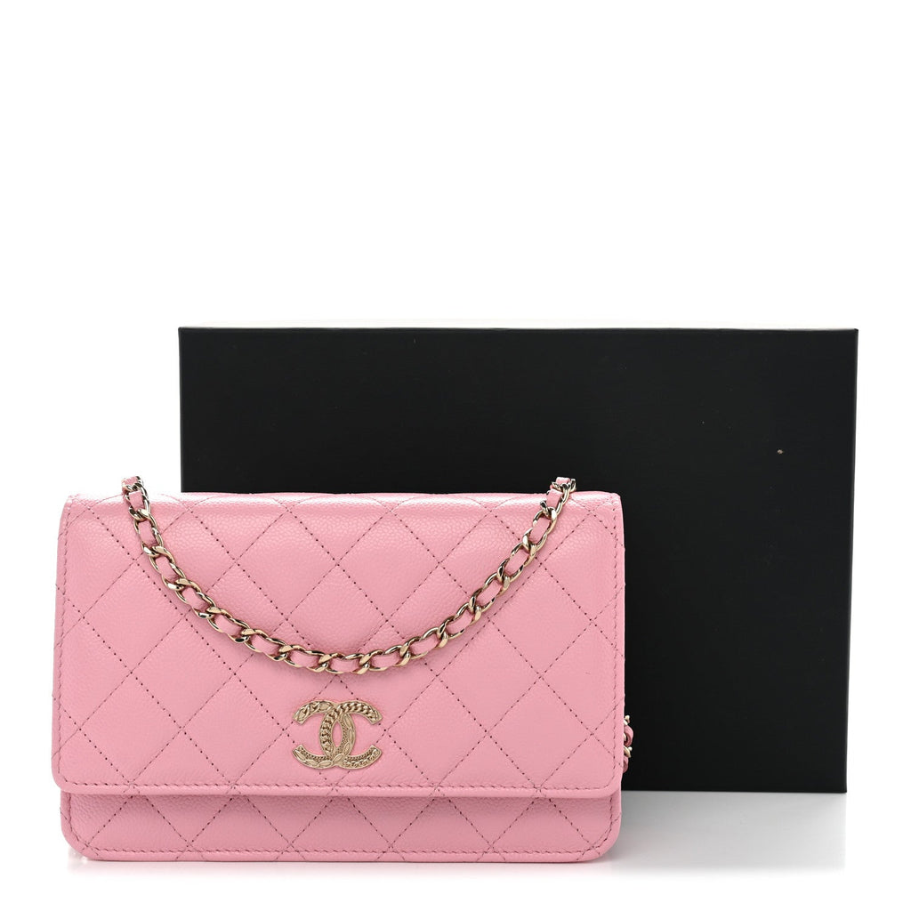 Caviar Quilted Multi Chain Wallet On Chain WOC Light Pink