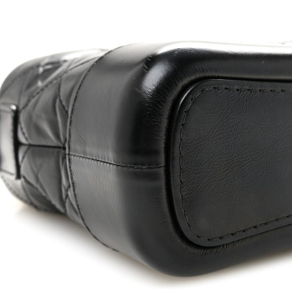 Aged Calfskin Quilted Small Gabrielle Hobo Black
