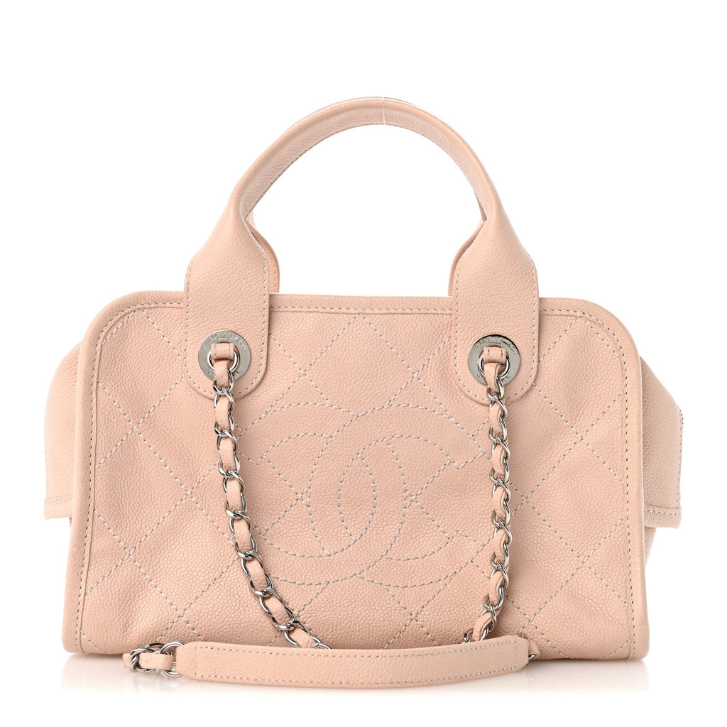 Caviar Quilted Small Deauville Bowling Bag Light Pink