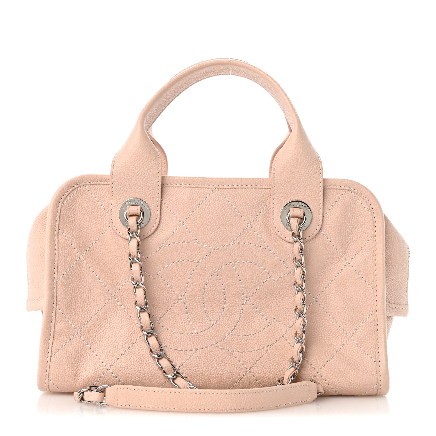 Caviar Quilted Small Deauville Bowling Bag Light Pink