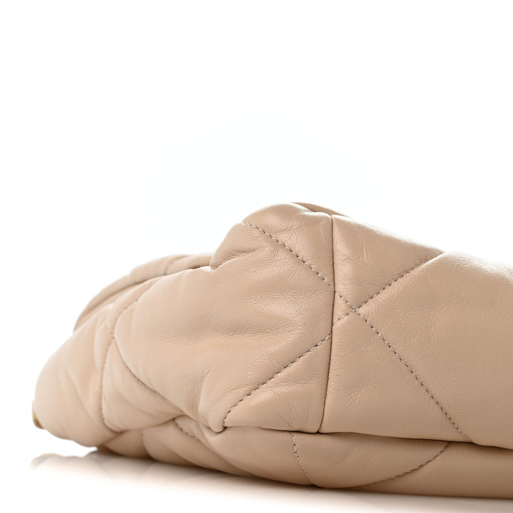Lambskin Quilted Large Chanel 19 Flap Beige