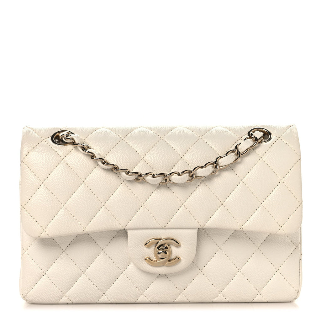 Caviar Quilted Small Double Flap White