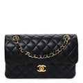 Lambskin Quilted Small Double Flap Black