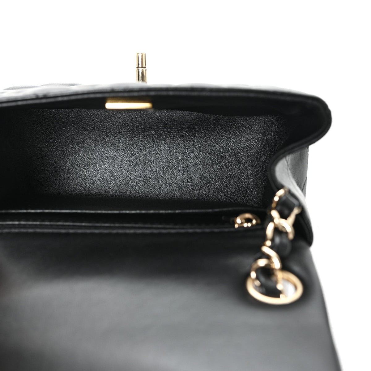 Lambskin Quilted Mini Square Flap Black