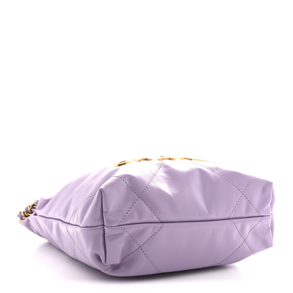Shiny Calfskin Quilted Mini Chanel 22 Light Purple