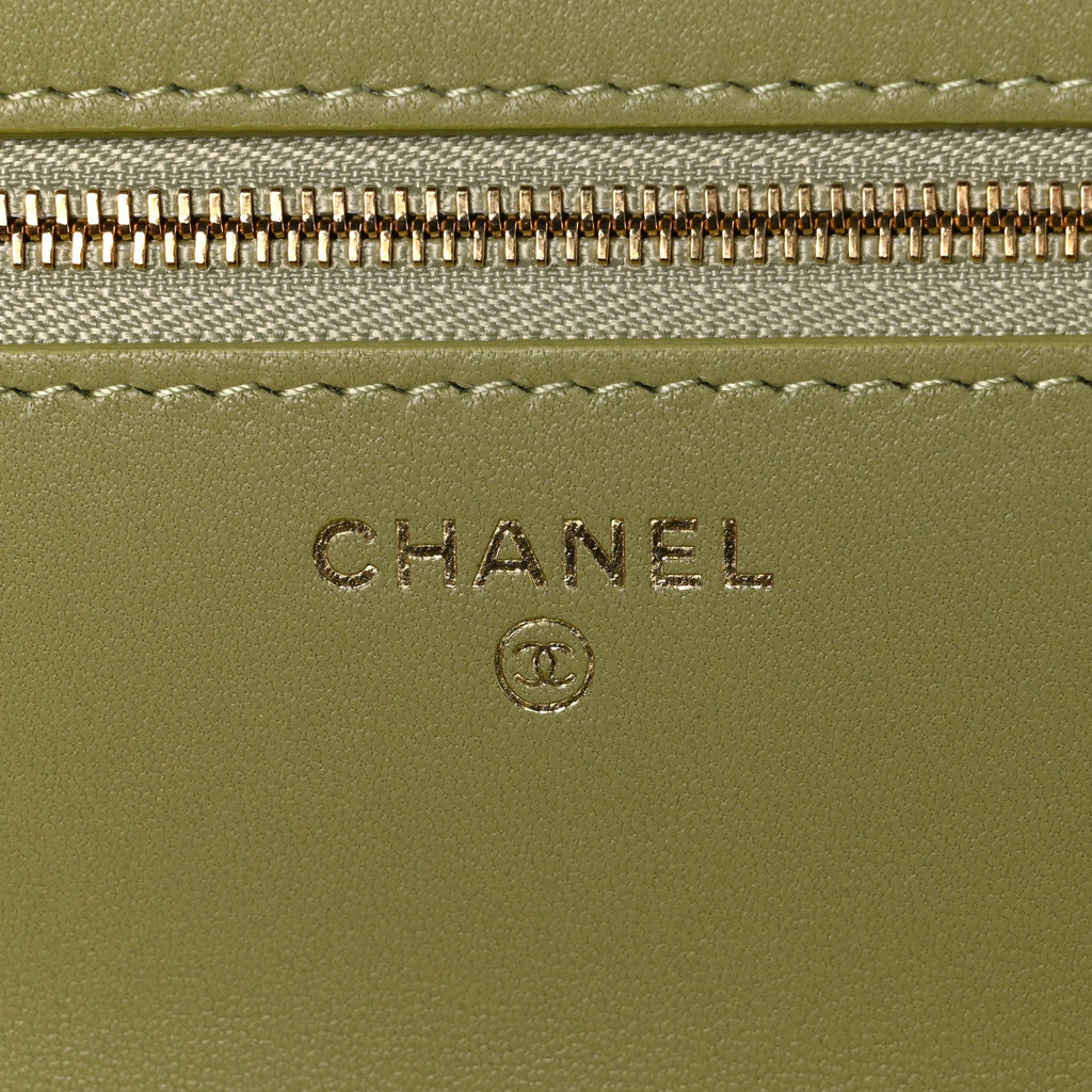 Calfskin Lizard Embossed Wallet On Chain WOC Green