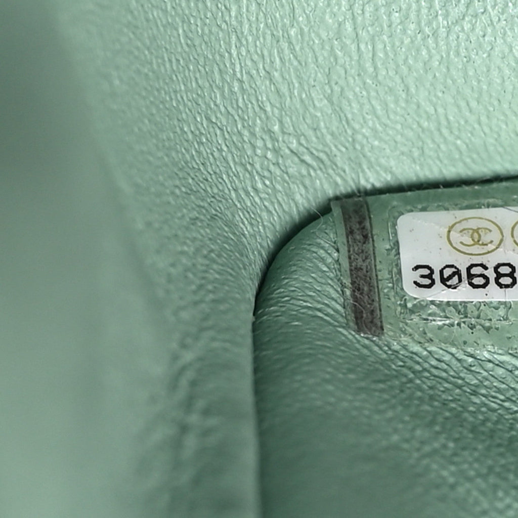 Lambskin Quilted Mini Square Flap Light Green